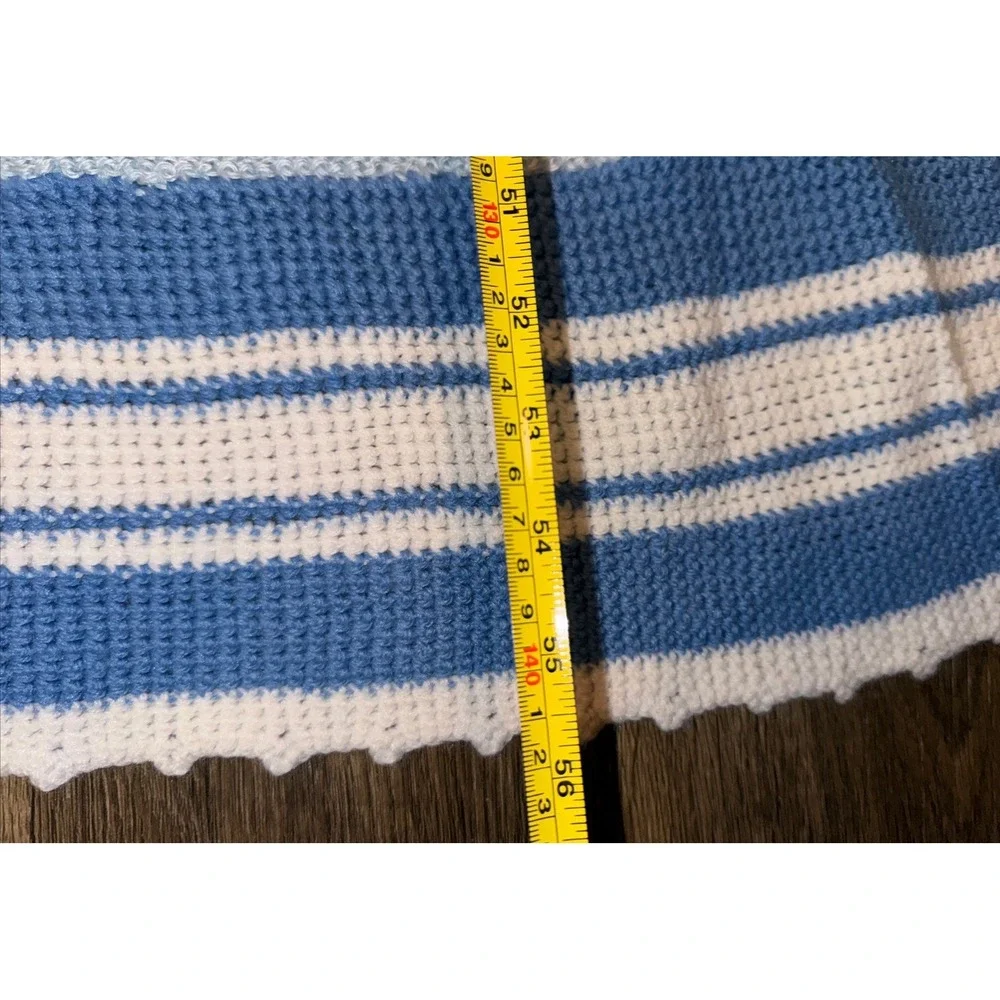 Handmade Crochet Blanket Carousel Horse Nursery Baby Toddler 56x36 Blue